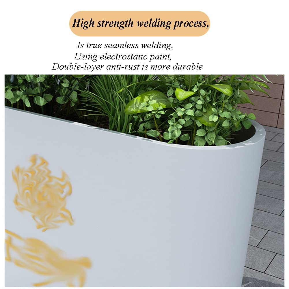 Outdoor Wrought Iron Flower Box - 140x30x50cm White Garden Planter for Plants, Flowers & Herbs | Durable Long Trough Plant Pots for Hotel, Indoor & Commercial Street Decor | Perfect for Balcony, Patio & Urban Gardening