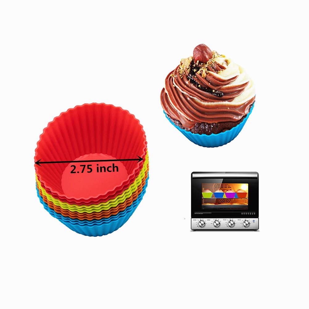 24 Pack Silicone Baking Muffin Cups - Reusable Non-Stick Cupcake Liners & Molds for Baking, Party, and Meal Prep (BPA-Free)
