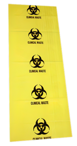 AEROHAZARD Biohazard Clinical Waste Bags 120L (55um Thickness) - 490 x 1200mm - Red Medical Waste Disposal Bags for Hospitals, Clinics & Laboratories - Ideal for Biohazardous Waste Collection and Safe Disposal