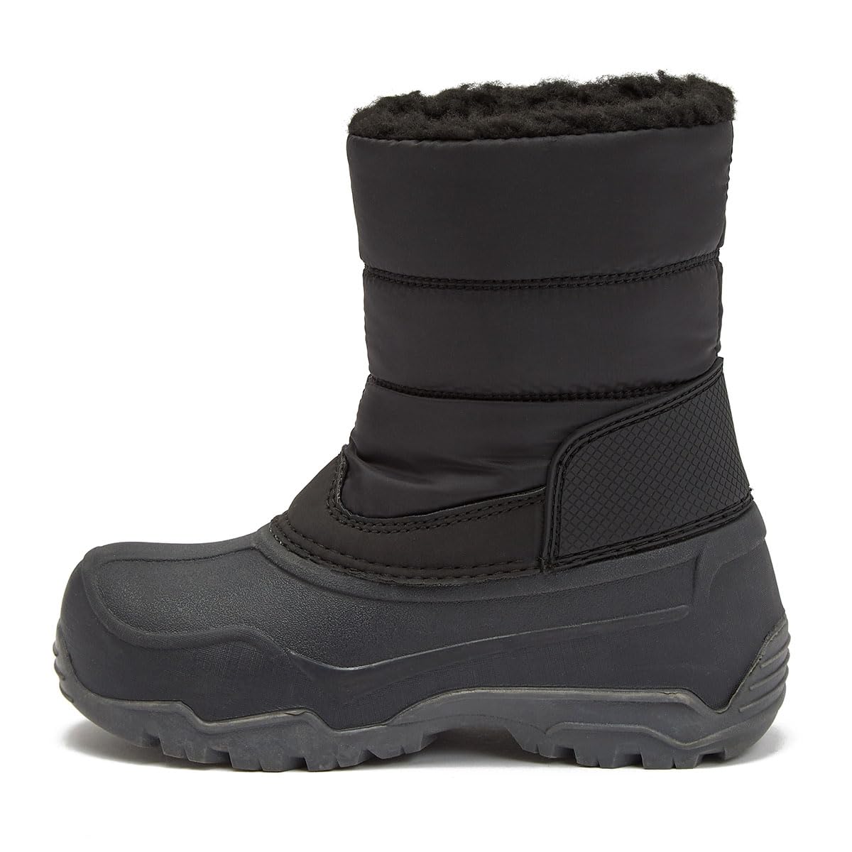 London Fog Jett Waterproof Unisex Kids Snow Boots - Insulated Fleece Lined Winter Boots for Toddlers & Big Kids (Sizes 5-6) - Black, Navy Blue, Grey - Perfect for Snow Play, Winter Hiking & Cold Weather Outdoor Activities