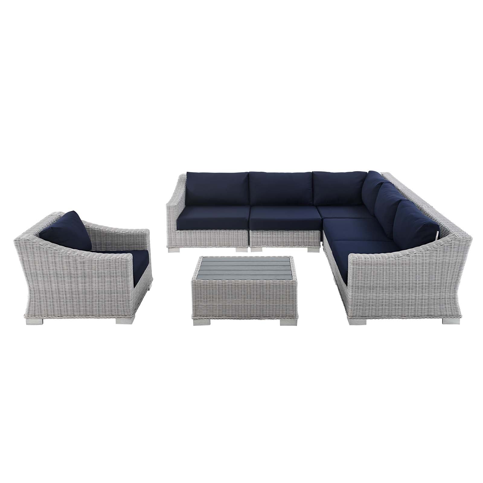 Conway Sunbrella® Outdoor Patio 7-Piece Wicker Rattan Sectional Sofa Set - Perfect for Backyard, Garden & Poolside Relaxation