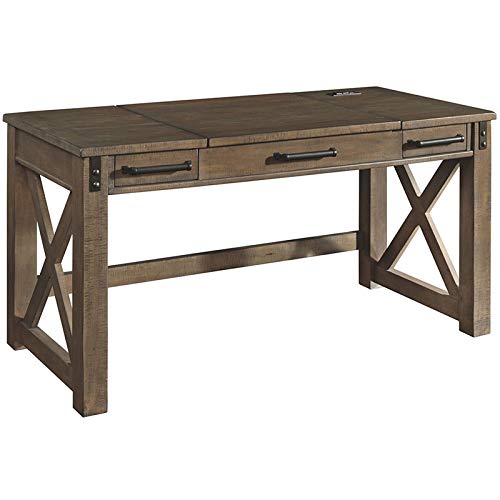 BOWERY HILL Lift Top Writing Desk with USB Ports - Gray Home Office Desk with Storage, Perfect for Small Spaces & Remote Work