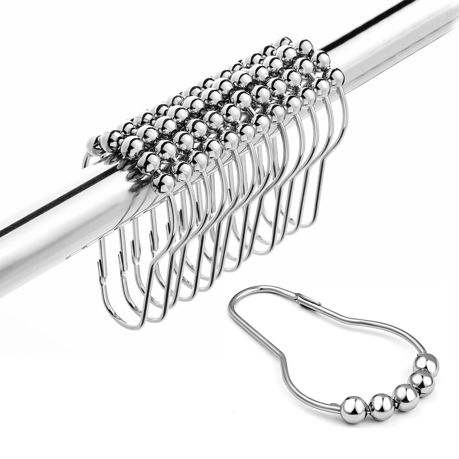 14 Pack Shower Curtain Hooks Rings - Rustproof Bathroom Accessories for Shower Liners & Curtains | Perfect for Bathroom, RV, and Dorm Decor