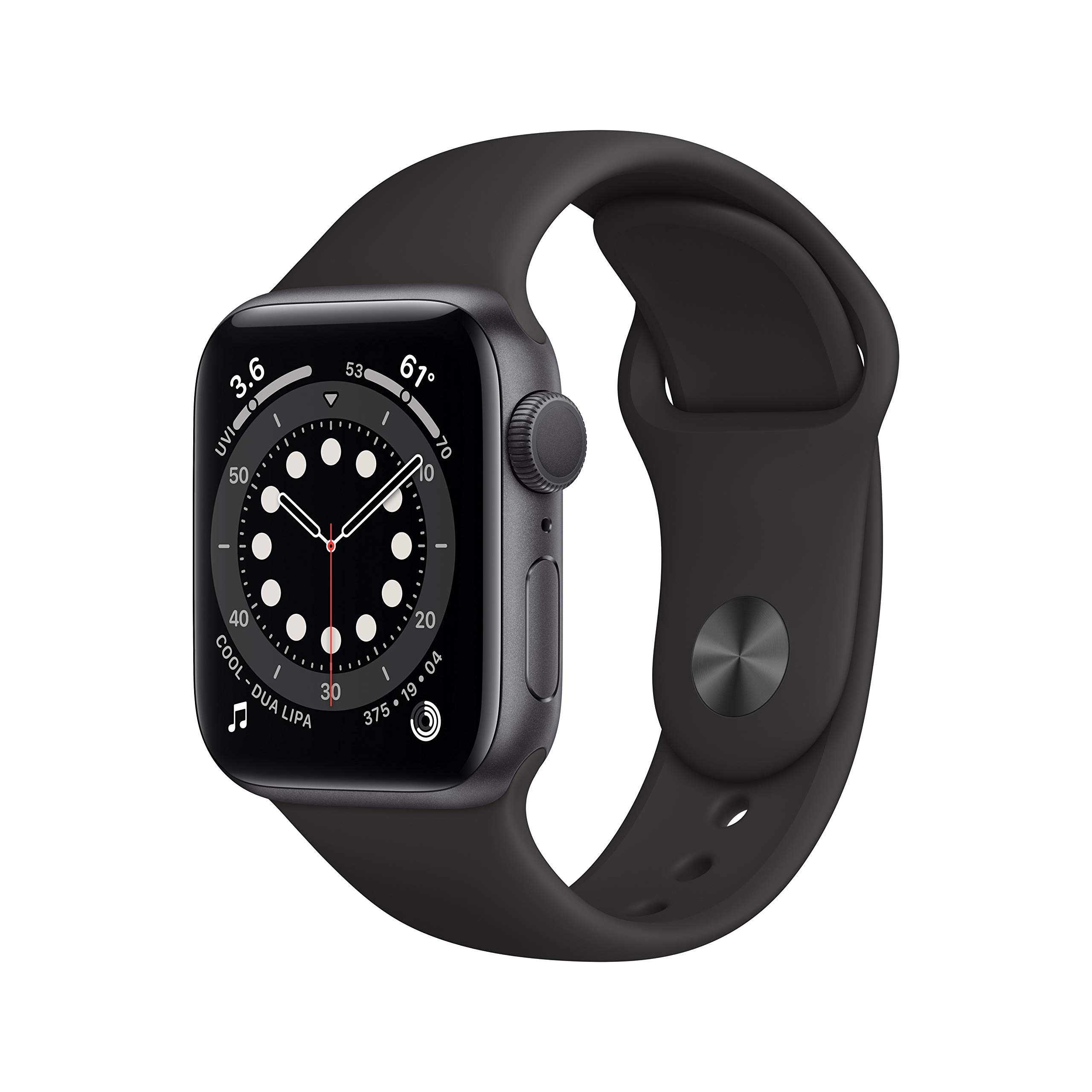 Apple Watch Series 6 GPS 40mm - Space Gray Aluminum Case with Black Sport Band (Renewed) | Smart Fitness Tracker with Heart Rate Monitor, Water Resistant for Swimming & Workouts
