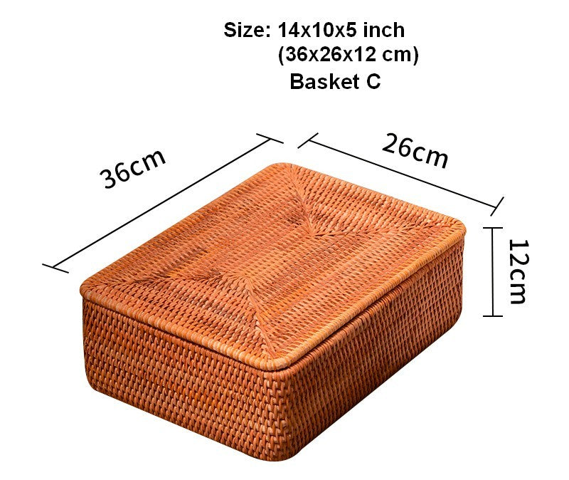 Extra Large Woven Rattan Storage Basket with Lid - Rectangular Organizer for Bedroom, Shelves & Home Decor - Perfect for Blankets, Toys & Closet Organization