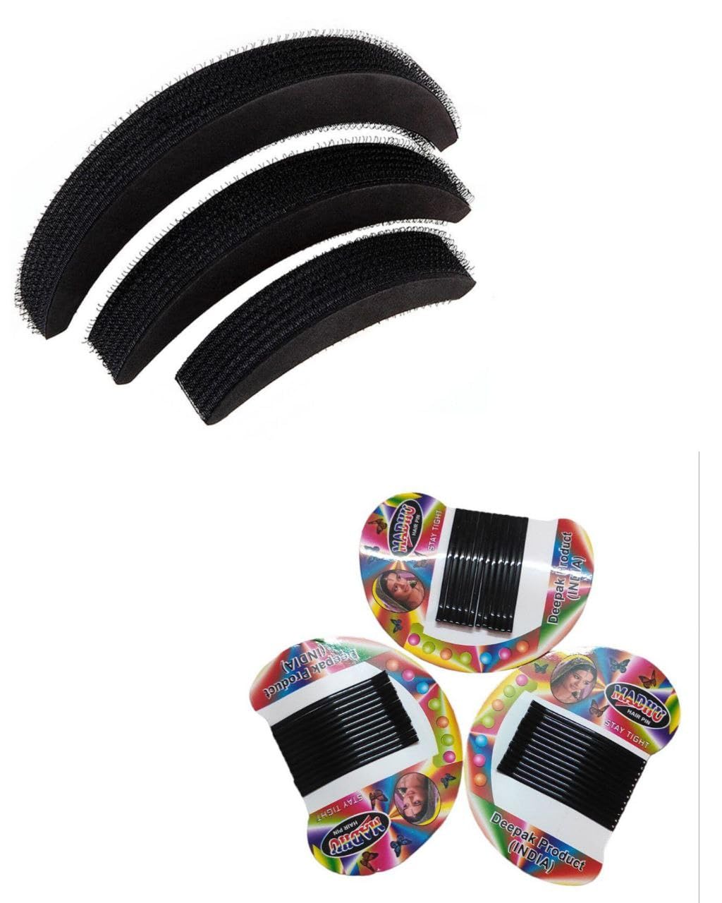 36-Piece Bobby Pins & 3-Piece Banana Bumpits Hair Volumizer Set - Hair Styling Accessories for Women & Girls | Perfect for Updos, Ponytails & Special Occasions