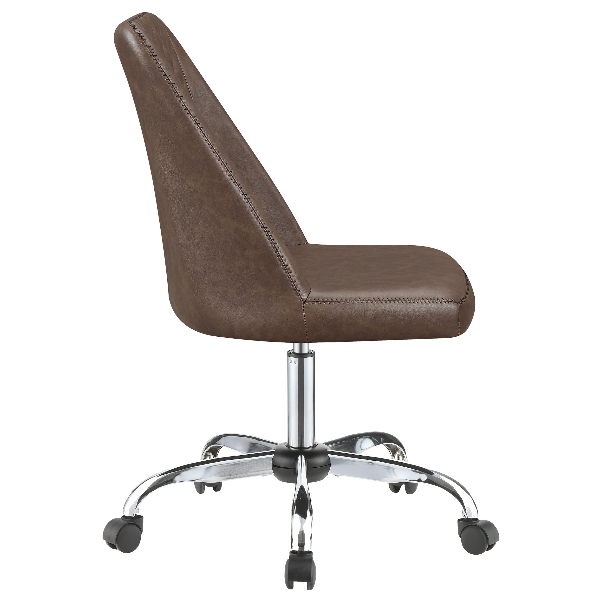 Coaster Home Furnishings Althea Upholstered Adjustable Office Chair - Ergonomic Desk Chair with Lumbar Support, Brown - Perfect for Home Office, Gaming & Study