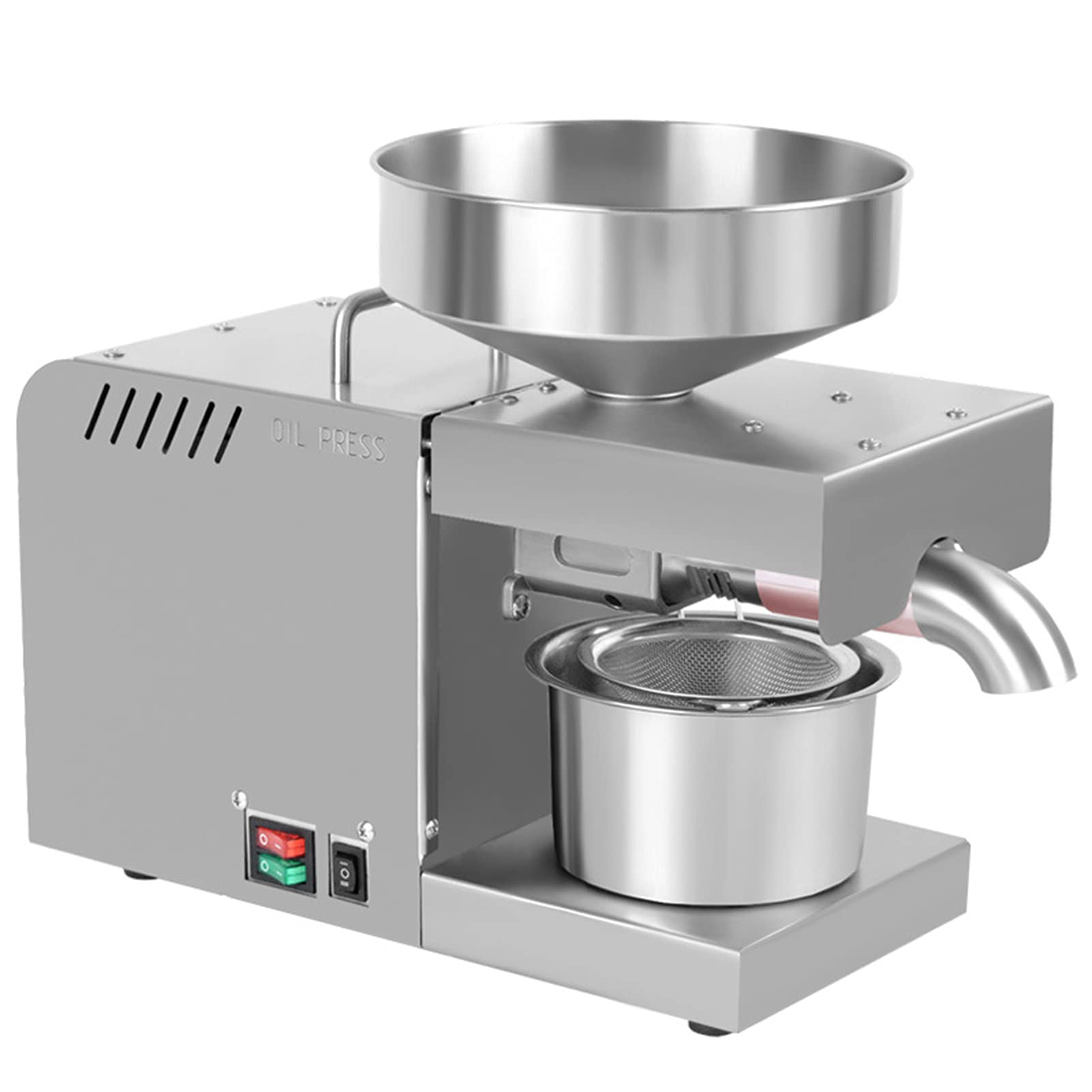 610W Stainless Steel Automatic Oil Press Machine with Dual Temperature Control - Cold/Hot Oil Expeller for Nuts, Walnut, Linseed, Almond | Perfect for Home & Commercial Use, Healthy Cooking & DIY Oil Extraction