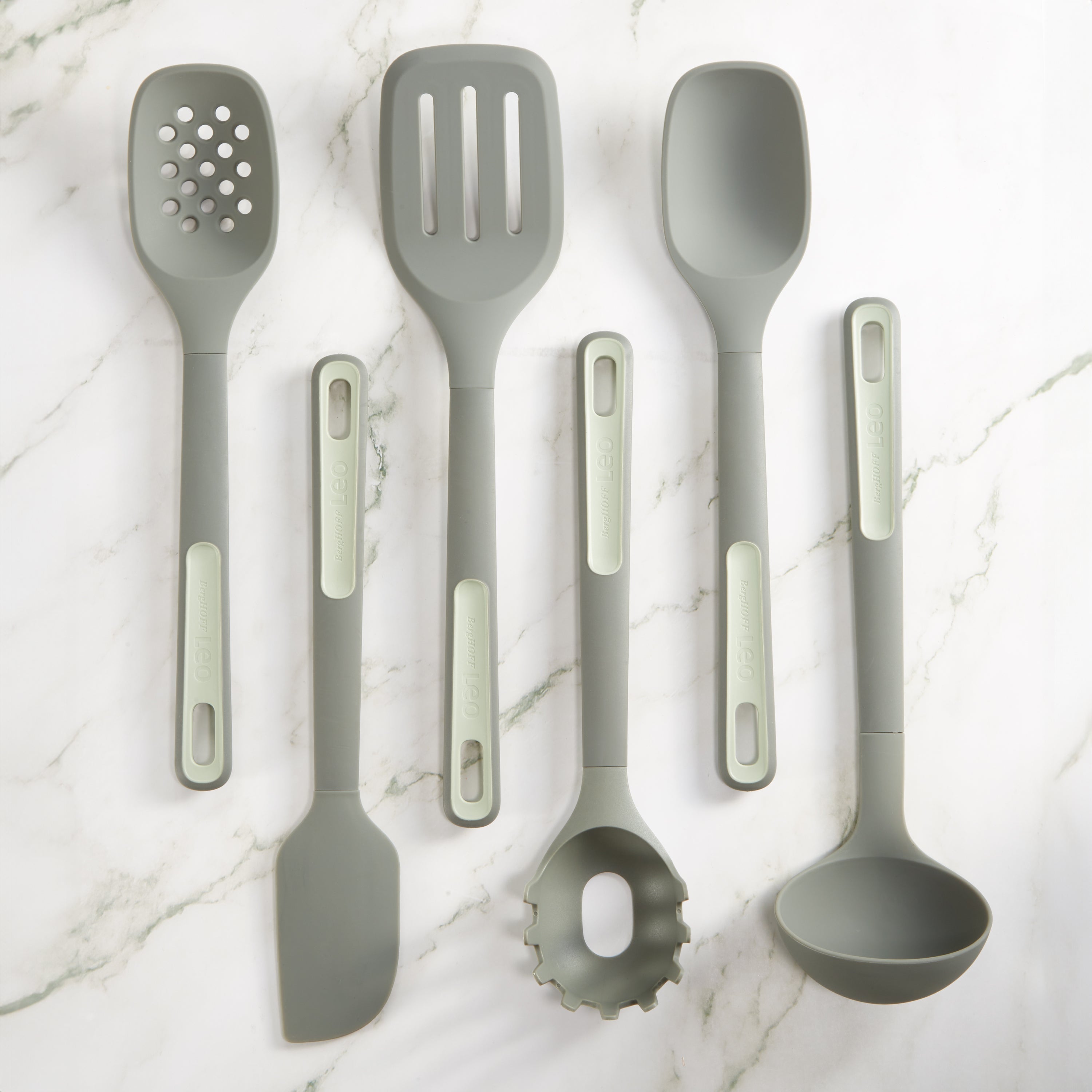 BergHOFF Balance 6-Piece Nonstick Nylon Kitchen Utensil Set for Cooking, Baking & Serving - Spatula, Spoon, Turner & More - Dishwasher Safe Cookware Tools for Everyday Use