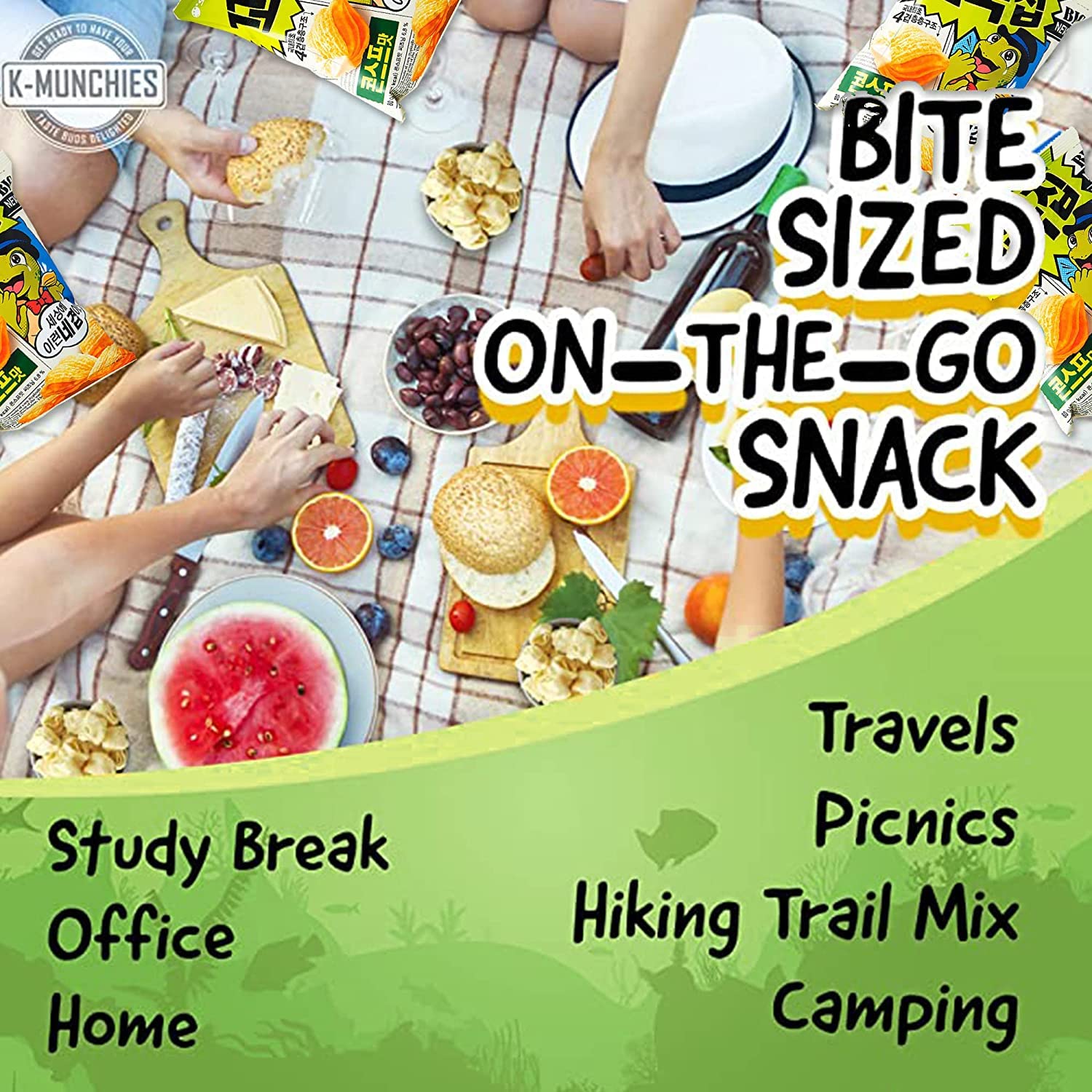 K-Munchies Orion Turtle Chips - 6 Pack Variety Snack (Churro & Sweet Corn) - 49g Each - Korean Crispy Corn Snacks - Perfect for Lunch Box, Office Snacks & On-The-Go Treats