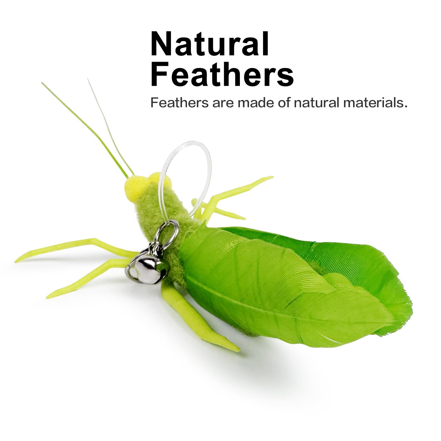 3 Pack Cat Feather Toys - Realistic Insect Simulation (Dragonfly & Grasshopper) Refill Feathers for Cat Wand Toys - Interactive Play for Kittens & Adult Cats - Perfect for Indoor Exercise & Bonding
