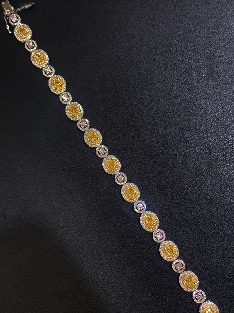 18K White Gold Yellow Diamond Bracelet for Women - Elegant Tennis Bracelet for Gifts, Anniversary & Special Occasions