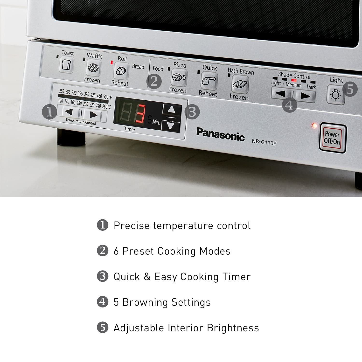 Panasonic FlashXpress Toaster Oven - 1300W Countertop Convection Oven with Double Infrared Heating, Removable 9-inch Baking Tray, Compact Size (12x13x10.25