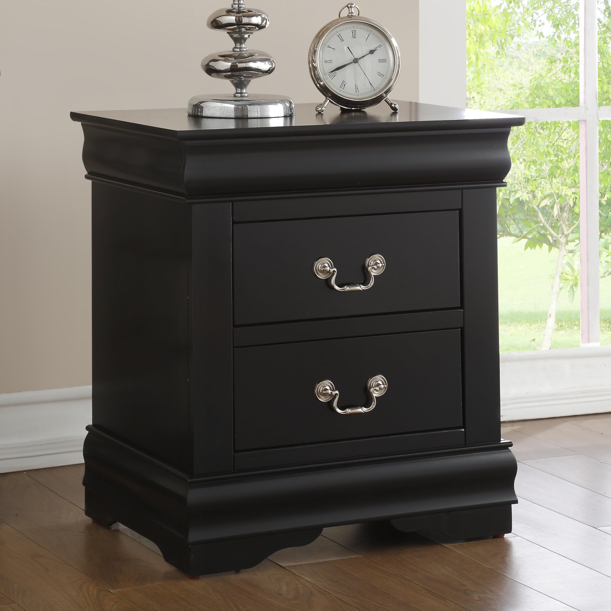 Knocbel Traditional Nightstand with 2 Drawers & Metal Handles - Fully Assembled Bedside Table for Bedroom, Living Room, Entryway - 21