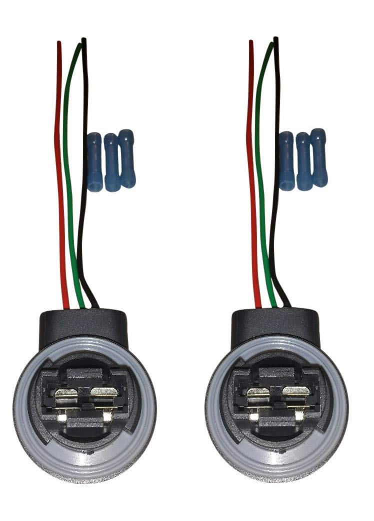 Muzzys (Set of 2) 3157/4157 Wire Harness Pigtail Socket for LED & Standard Bulbs - Turn Signal, Brake Light, DRL, Daytime Running, Backup & Reverse Lights - Perfect for Car, Truck & SUV Lighting Upgrades