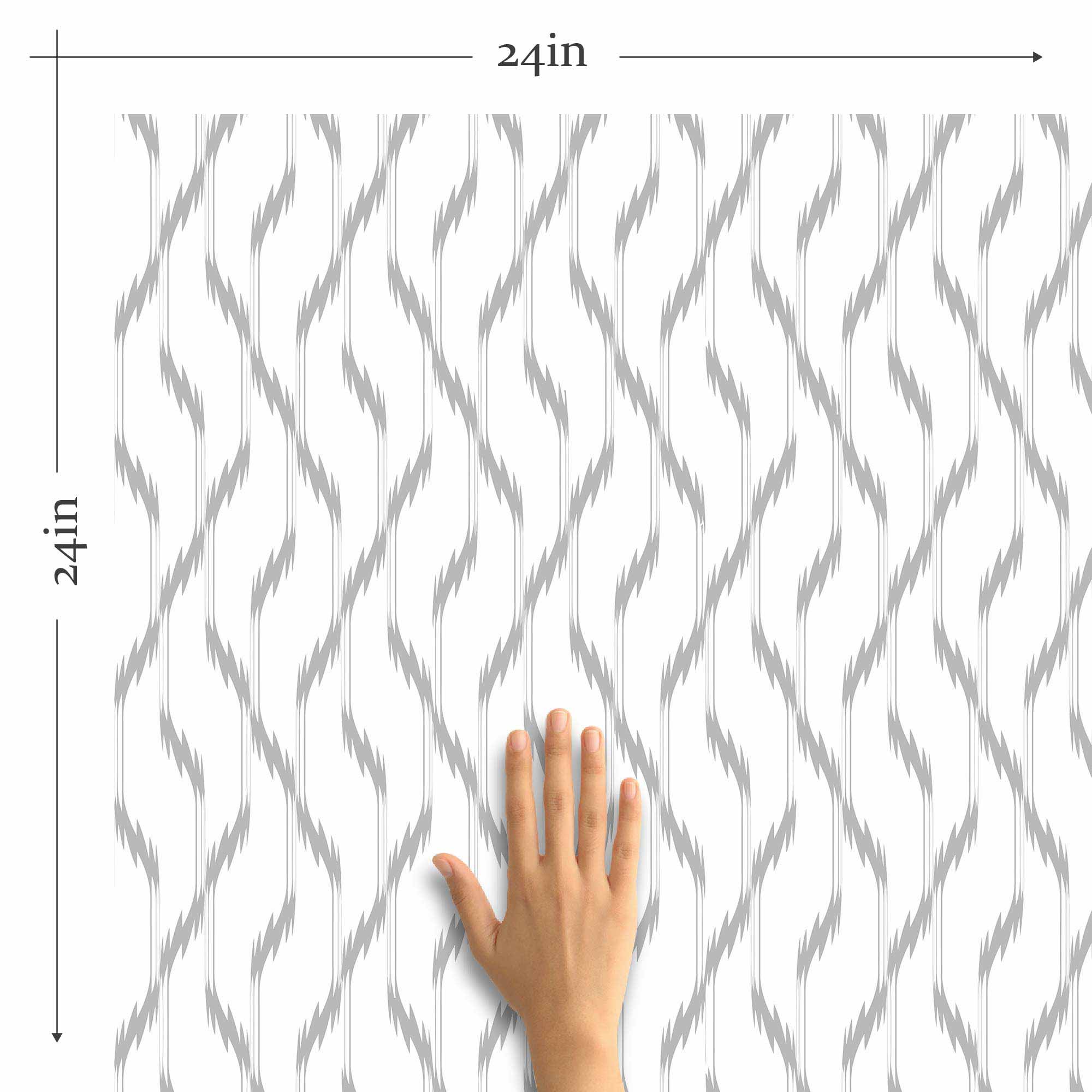 Grey Ikat Peel and Stick Removable Wallpaper - Self-Adhesive Decorative Wall Covering for Bedroom, Living Room, Nursery & Office Decor