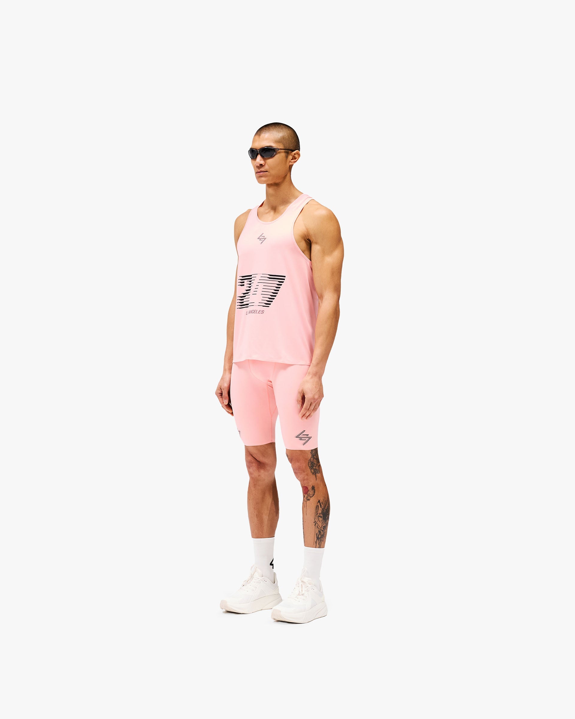 247 Los Angeles Singlet for Women - Soft Pink Workout Tank Top - Gym, Yoga & Running Activewear