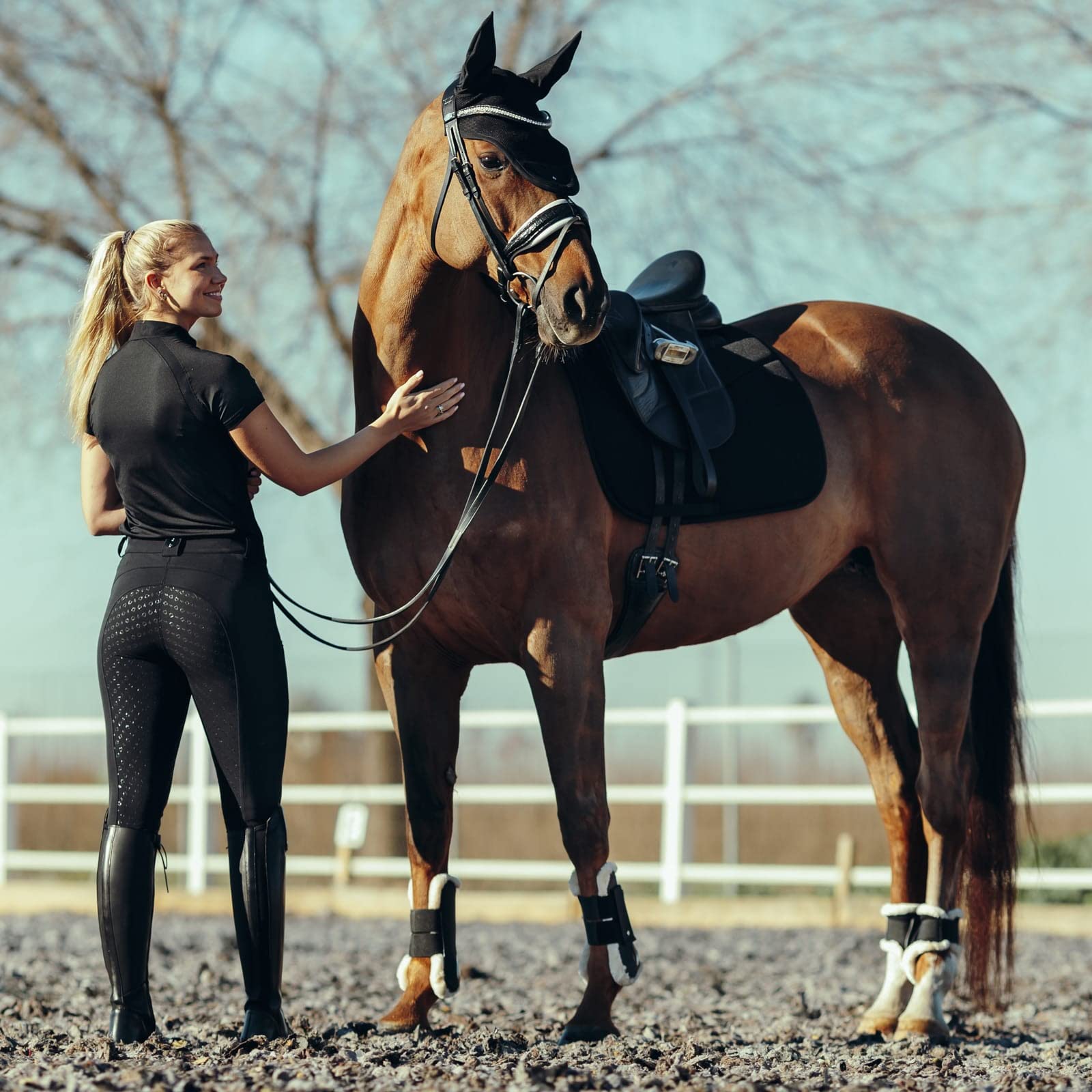 HORZE Mila Women's High Waist Silicone Full Seat Breeches with Phone Pocket - Equestrian Riding Pants for Comfort & Grip - Perfect for Horseback Riding, Training & Competition