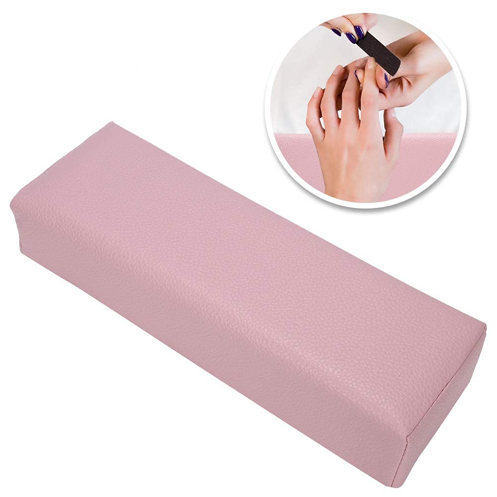 Premium Pebbled Grain Leather Nail Tech Hand Rest - Ergonomic Arm Cushion for Acrylic Nails, Manicures & Salon Professionals - Durable Nail Pillow for Home & Professional Use (Pink) - Perfect for Gel Extensions, Nail Art & Spa Treatments