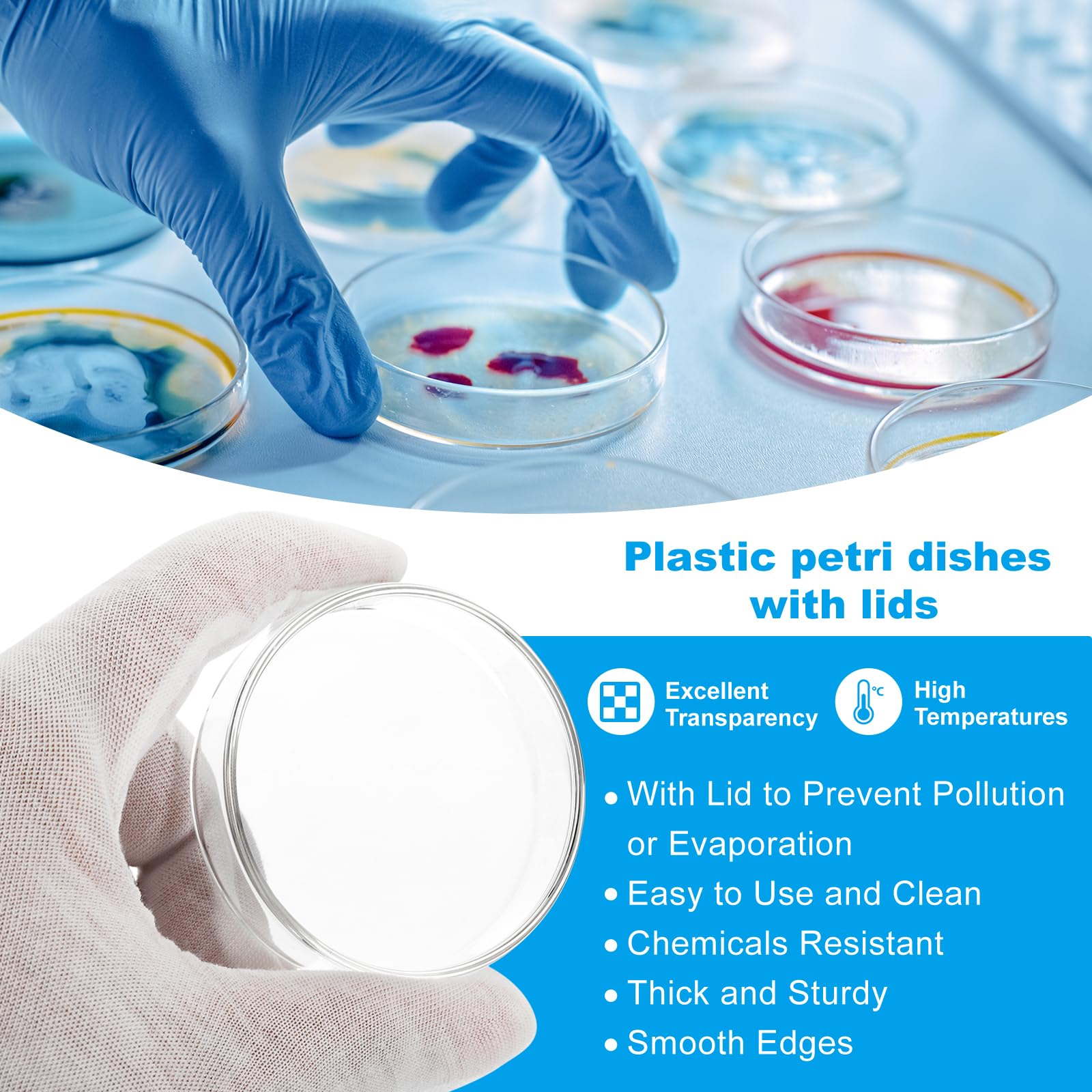 35mm Plastic Petri Dishes with Lid - 20 Pack Clear Lab Petri Plates for Tissue Culture & Science Experiments | Ideal for Microbiology, School Labs & STEM Education