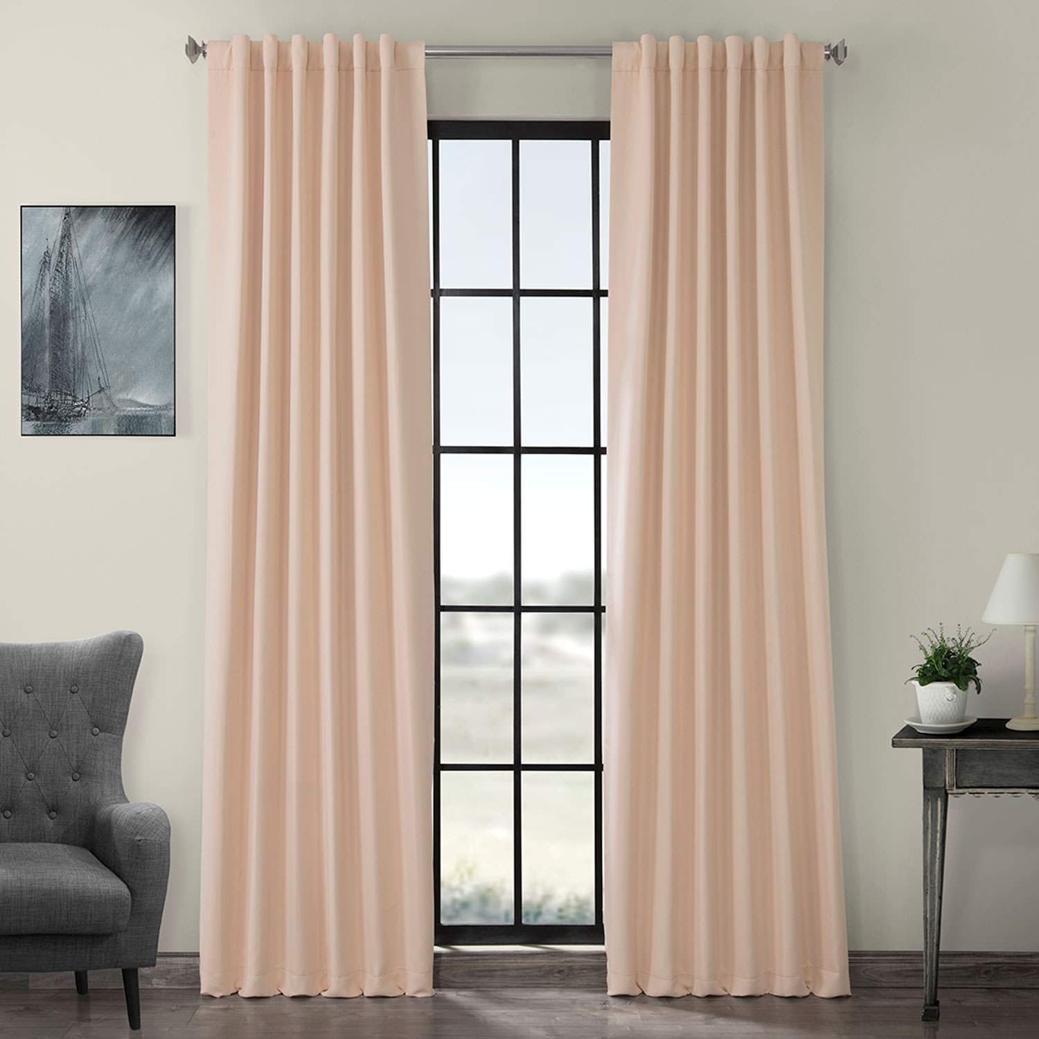Room Darkening Curtains 50x96 Inches - Blackout Drapes for Bedroom & Living Room Decor - 1 Panel Peach Sheer Window Treatment - HPD Half Price Drapes BOCH-141314-96 | Perfect for Nursery, Home Theater & Light Control