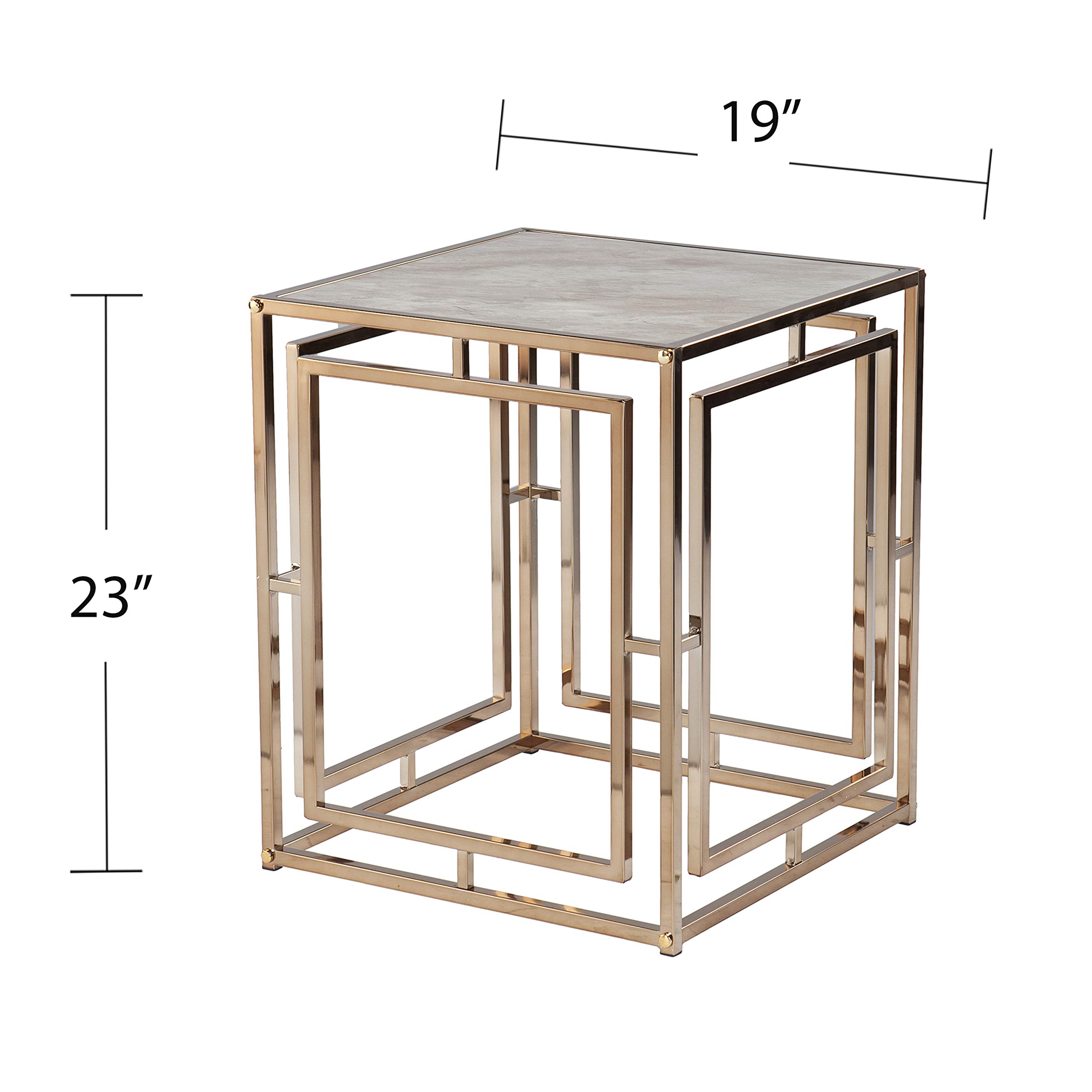 SEI Furniture Simondley End Table - Champagne Gold Accent Table for Living Room, Bedroom, or Office - Stylish Side Table with Modern Design