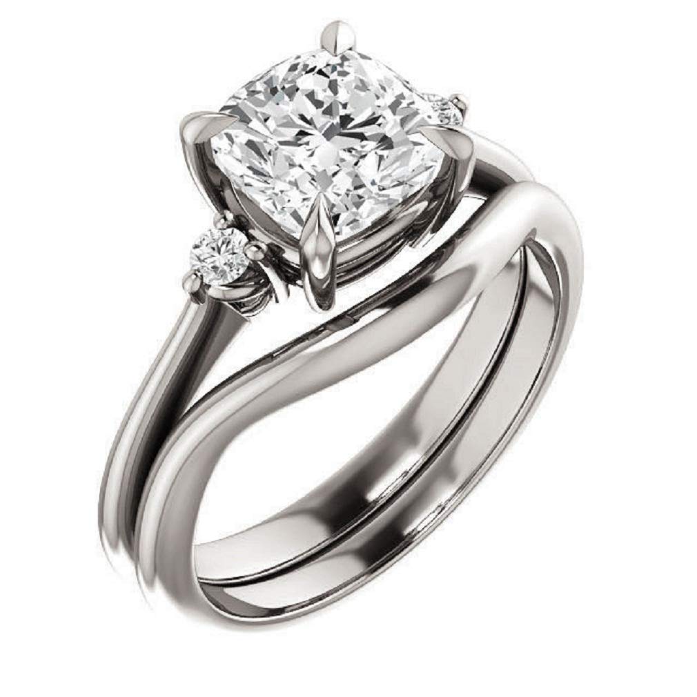 1 CT Cushion Cut Moissanite Three Stone Bridal Ring Set - VVS1 Clarity, Colorless, 925 Sterling Silver - Perfect Engagement & Wedding Ring Set - Ideal for Proposals, Anniversaries & Special Occasions