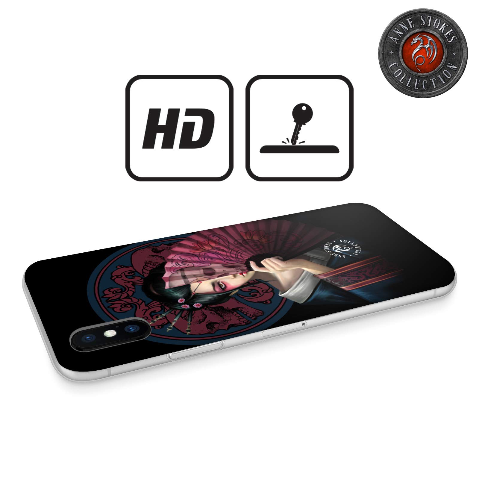 Anne Stokes Geisha Oriental Skull iPhone 11 Pro Max Case - Officially Licensed Soft Gel Phone Cover for Apple iPhone 11 Pro Max - Perfect for Anime Fans, Gothic Style Lovers & Unique Fashion Accessories