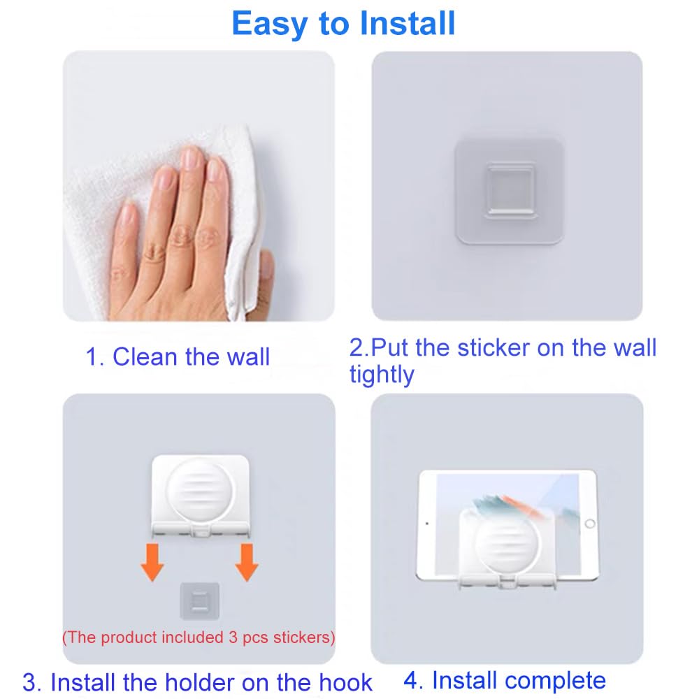 Upgraded Shower Phone Holder - Waterproof Wall Mount Tablet Holder with Strong Adhesive for iPhone, Samsung Galaxy & Switch - Perfect for Bathroom, Kitchen & Bedroom Use