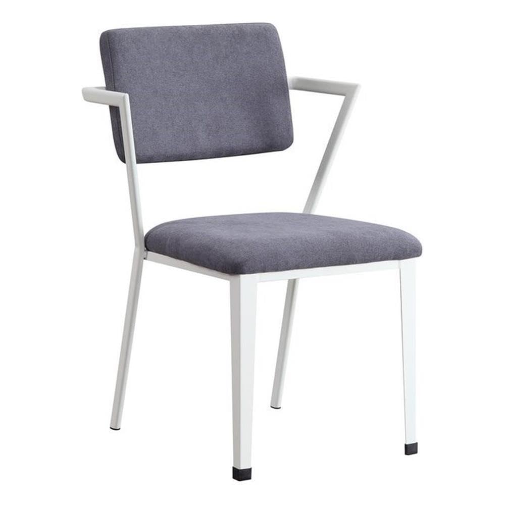 Acme Cargo Fabric Upholstered Dining Arm Chairs - Set of 2, Gray & White - Perfect for Kitchen, Dining Room & Home Office Seating