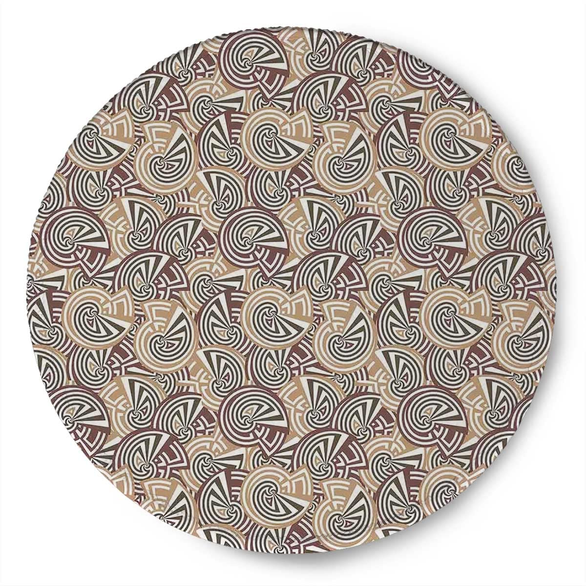 Vintage Floral Fabric Mouse Pad Set - 2PCS Round Desk Mat with White Flowers & Retro Spiral Design (7.9×7.9×0.12 inches) - Perfect for Office, Home Workspace & Business Gifts