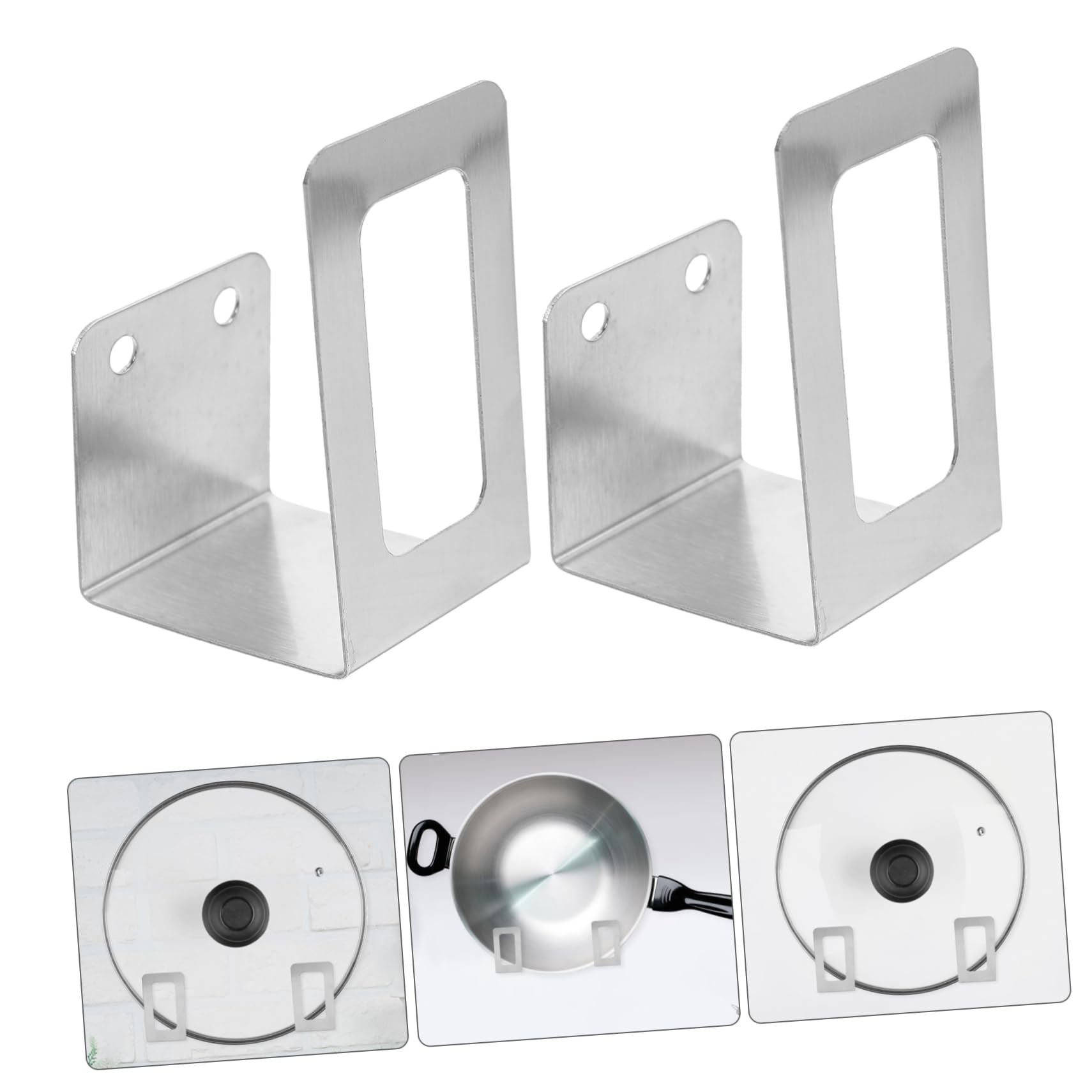 Hemoton 2-Pack Stainless Steel Pot Lid Organizer - Wall Mounted Kitchen Lid Holder for Pots & Pans - Space Saving Cookware Storage Solution (Perfect for Small Kitchens & Organized Cooking Spaces)