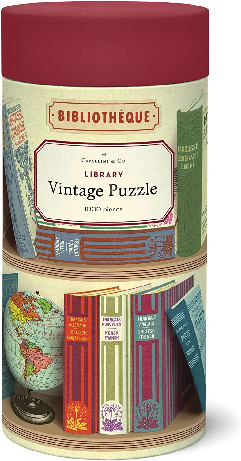 Vintage Library Books 1000-Piece Jigsaw Puzzle by Cavallini - Perfect for Adults, Puzzle Enthusiasts & Home Decor | Relaxing Family Game Night & Educational Gift Idea