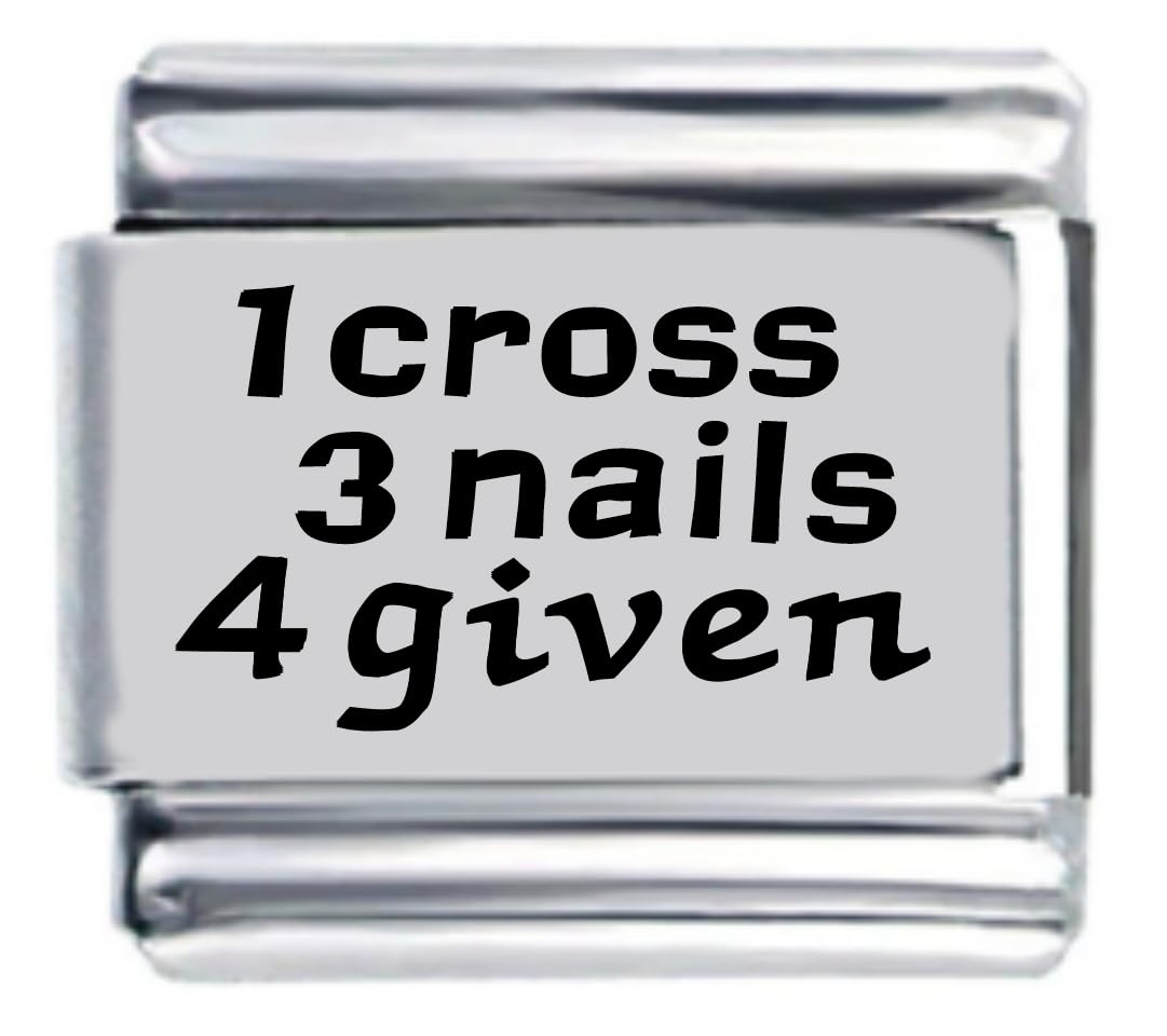 One Cross Three Nails Forgiven Laser Italian Charm Bracelet - Religious Jewelry for Women - Perfect for Church, Daily Wear & Gift Giving
