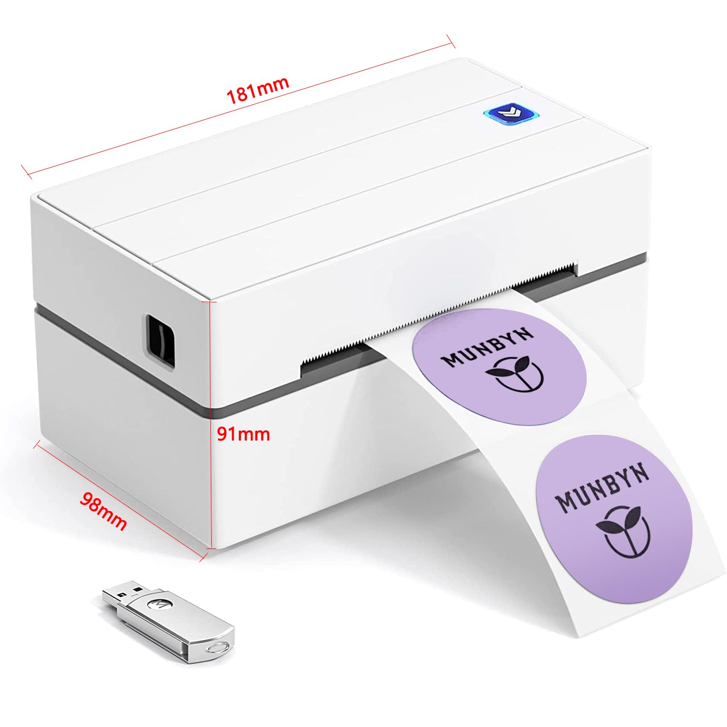 MUNBYN P130 4x6 USB Thermal Shipping Label Printer - Desktop Barcode Printer for Small Business | Compatible with Mac, Windows, Canada Post, UPS, USPS | Easy Setup for Shipping Packages, E-commerce & Logistics