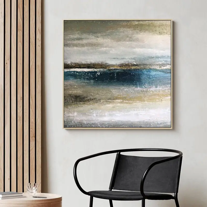 Ocean And Sky Painting #OS 006 - Handmade Canvas Wall Art for Home Decor, Office & Living Room - Coastal Landscape Artwork for Beach House & Modern Interior Design