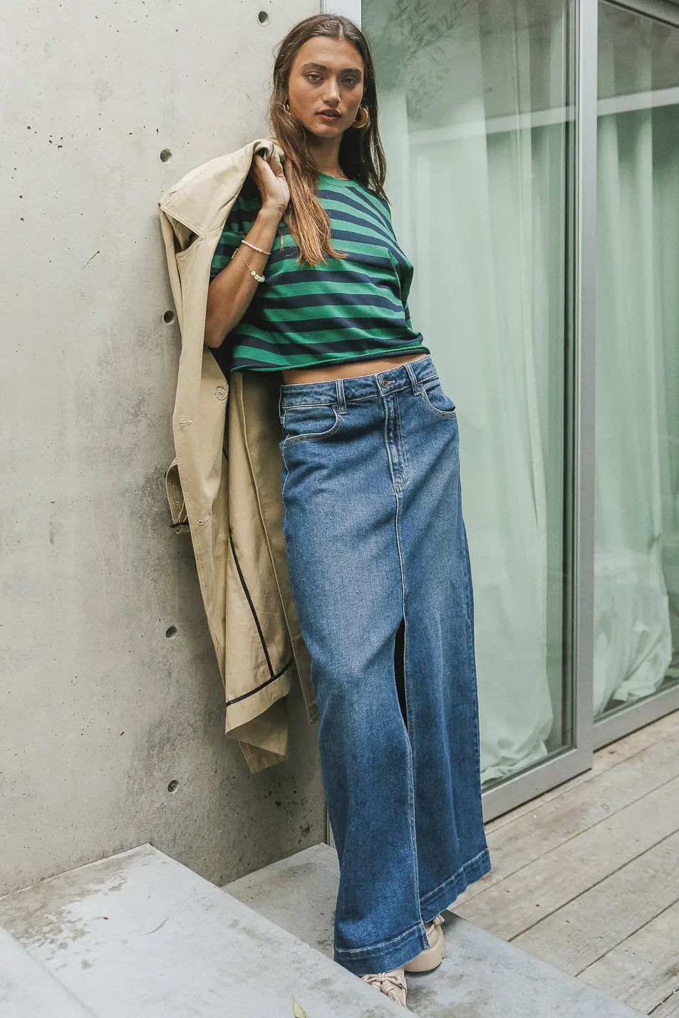 Felix Striped Green Top for Women | Soft & Comfortable Casual Shirt | Perfect for Everyday Wear, Office & Outings