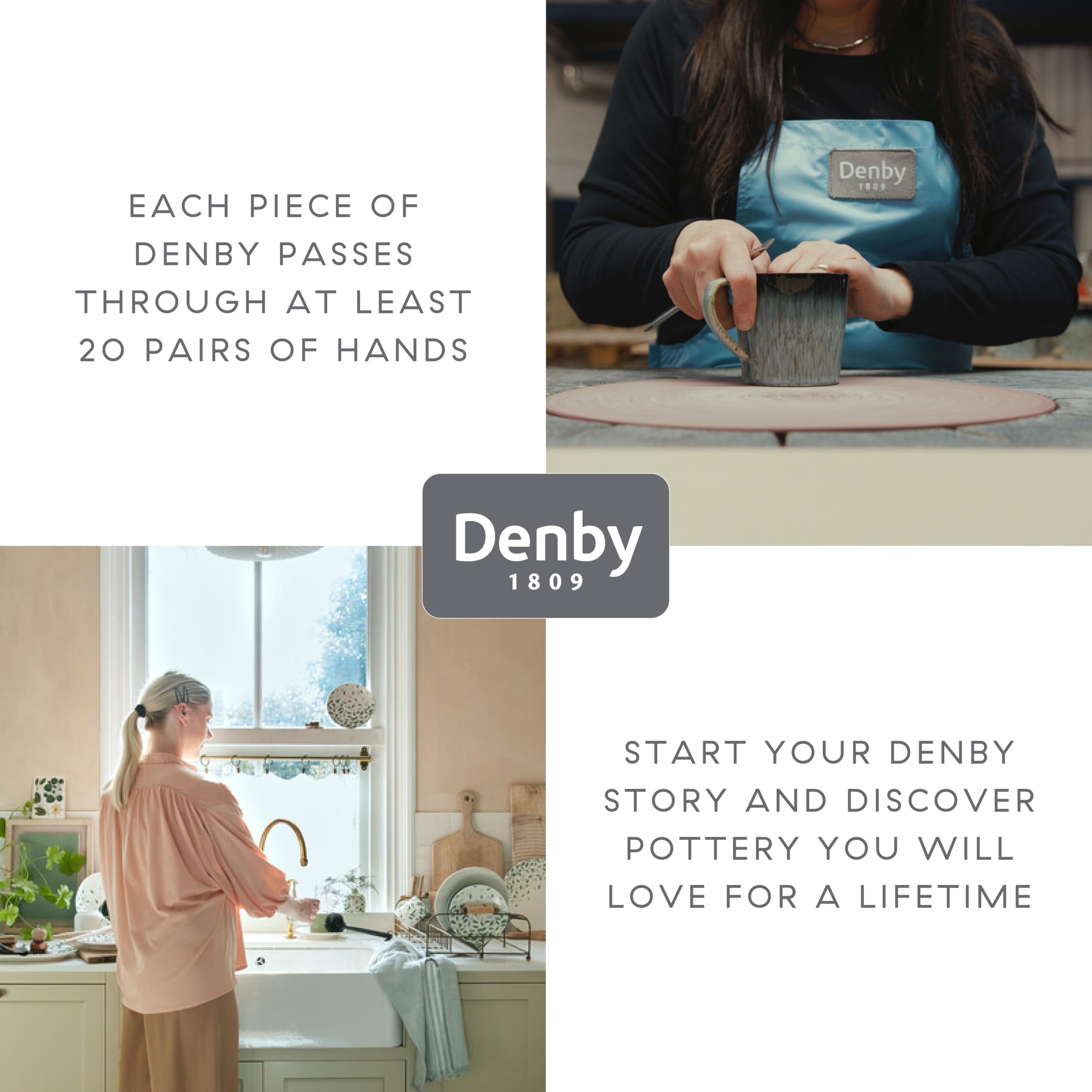 Denby Halo Speckle 12-Piece Ceramic Dinner Set for 4 - Stoneware Tableware (4 Dinner Plates, 4 Medium Plates, 4 Cereal Bowls) - Dishwasher & Microwave Safe - Reactive Glaze Grey - Perfect for Family Dinners, Entertaining Guests & Everyday Use