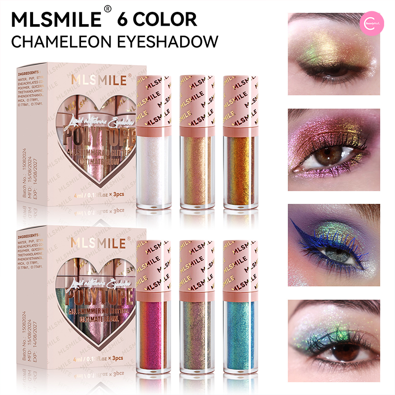 MLSMILE Chameleon Liquid Eyeshadow Set - 6 Colors Long Lasting Metallic Shimmer Makeup for Party, Date Night & Special Occasions