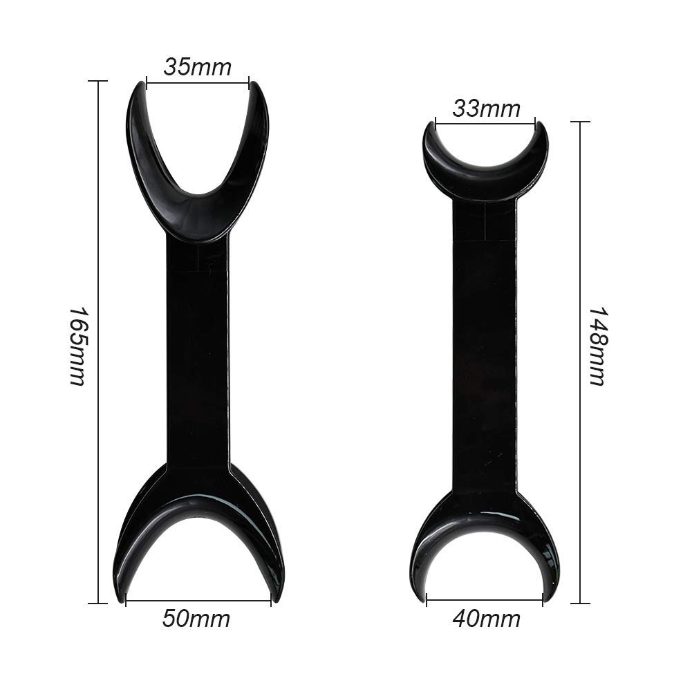 2-Pack T-Shaped Black Intraoral Cheek Lip Retractors - Double Head Dental Mouth Opener for Teeth Whitening, Orthodontic Work & Dental Procedures - Perfect for Dentists, Hygienists & At-Home Teeth Care