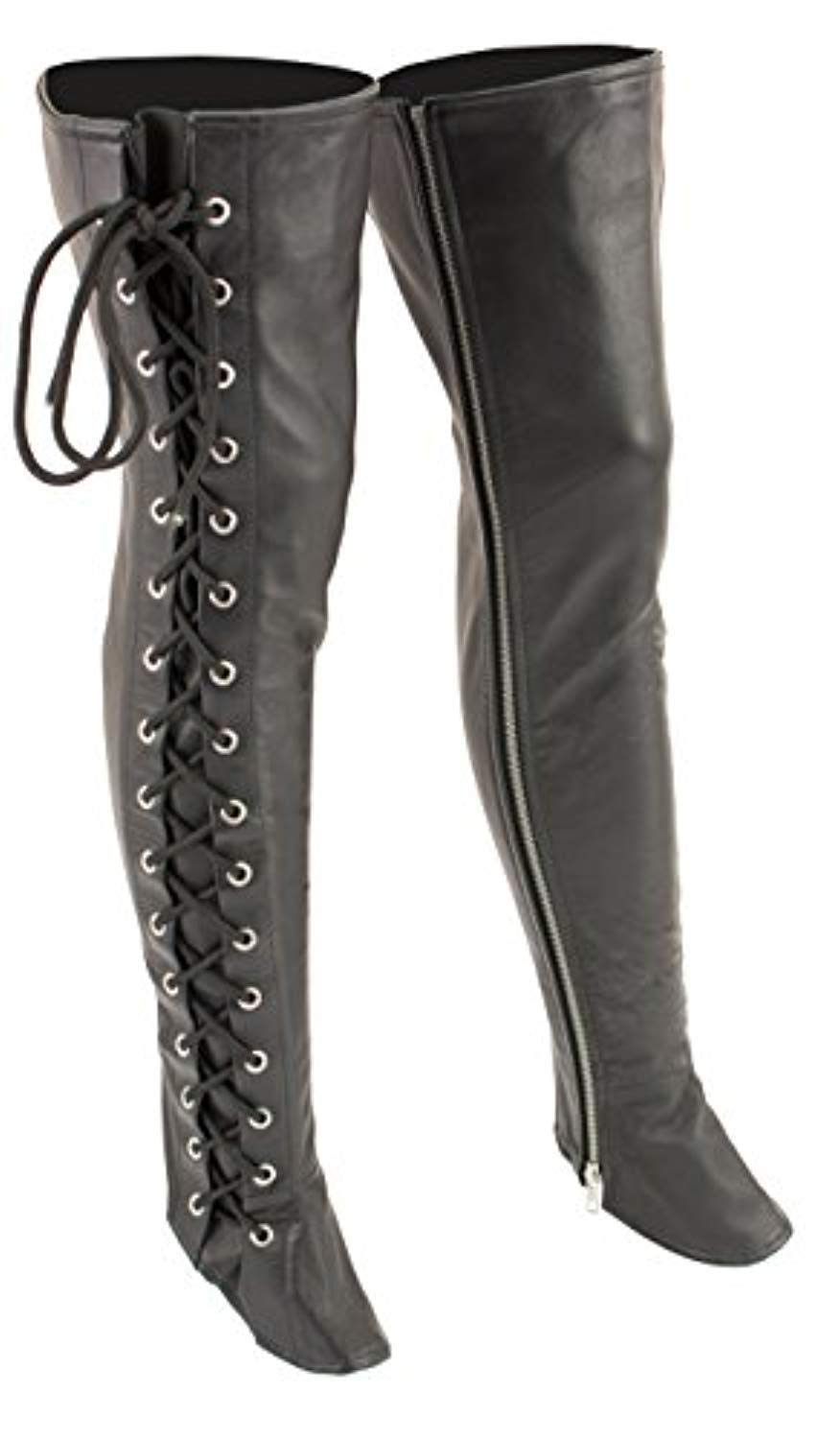 Milwaukee Leather LKL6760 Women's Black Thigh High Leather Side Lace Leggings - Stylish & Comfortable for Parties, Night Out & Cosplay