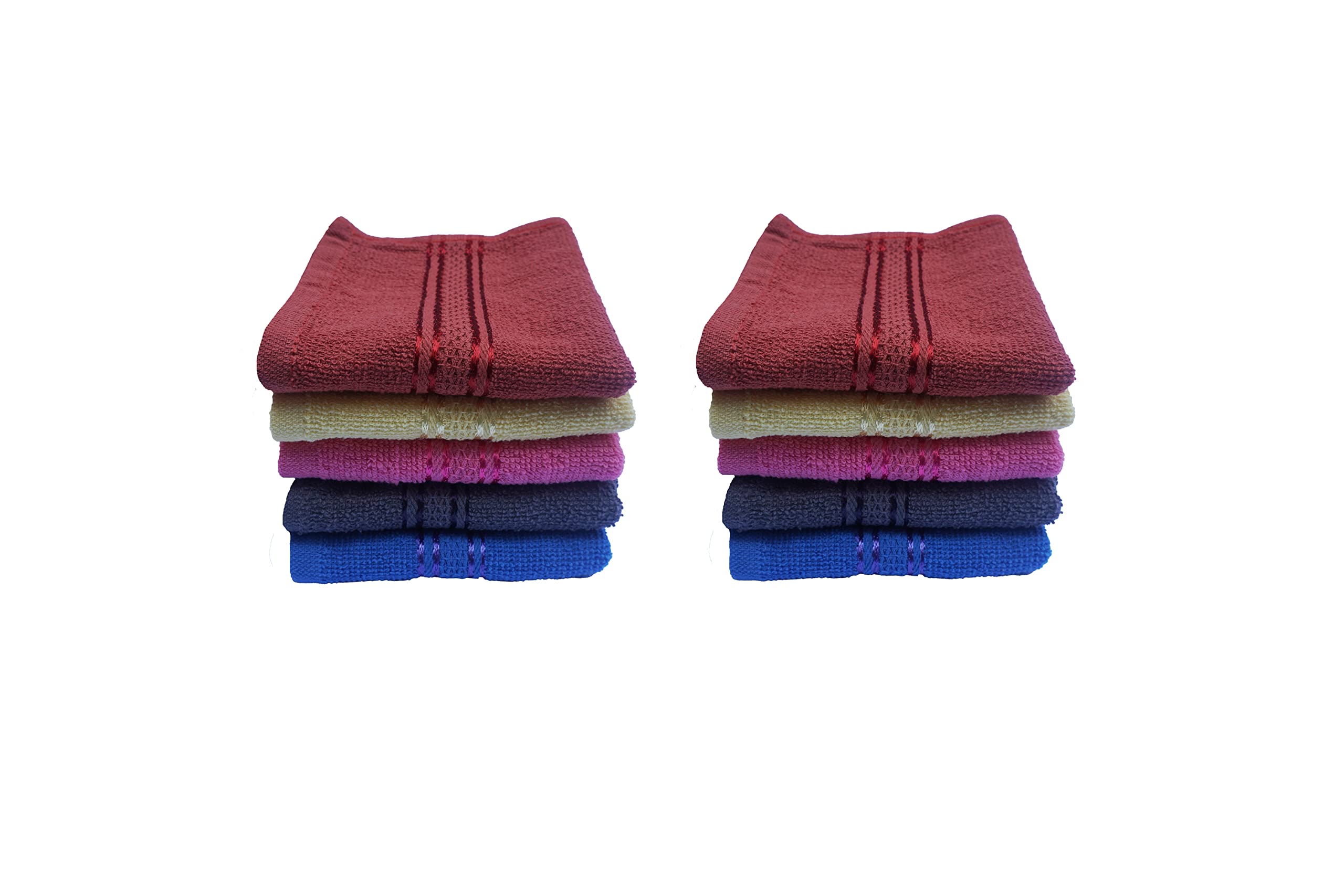Premium 500 GSM Space Fly Loom Face Towels - Soft & Travel-Friendly for Men & Babies, 10-Pack (10x10 Inch) - Ideal for Travel, Gym, Newborn Care & Daily Skincare Routine
