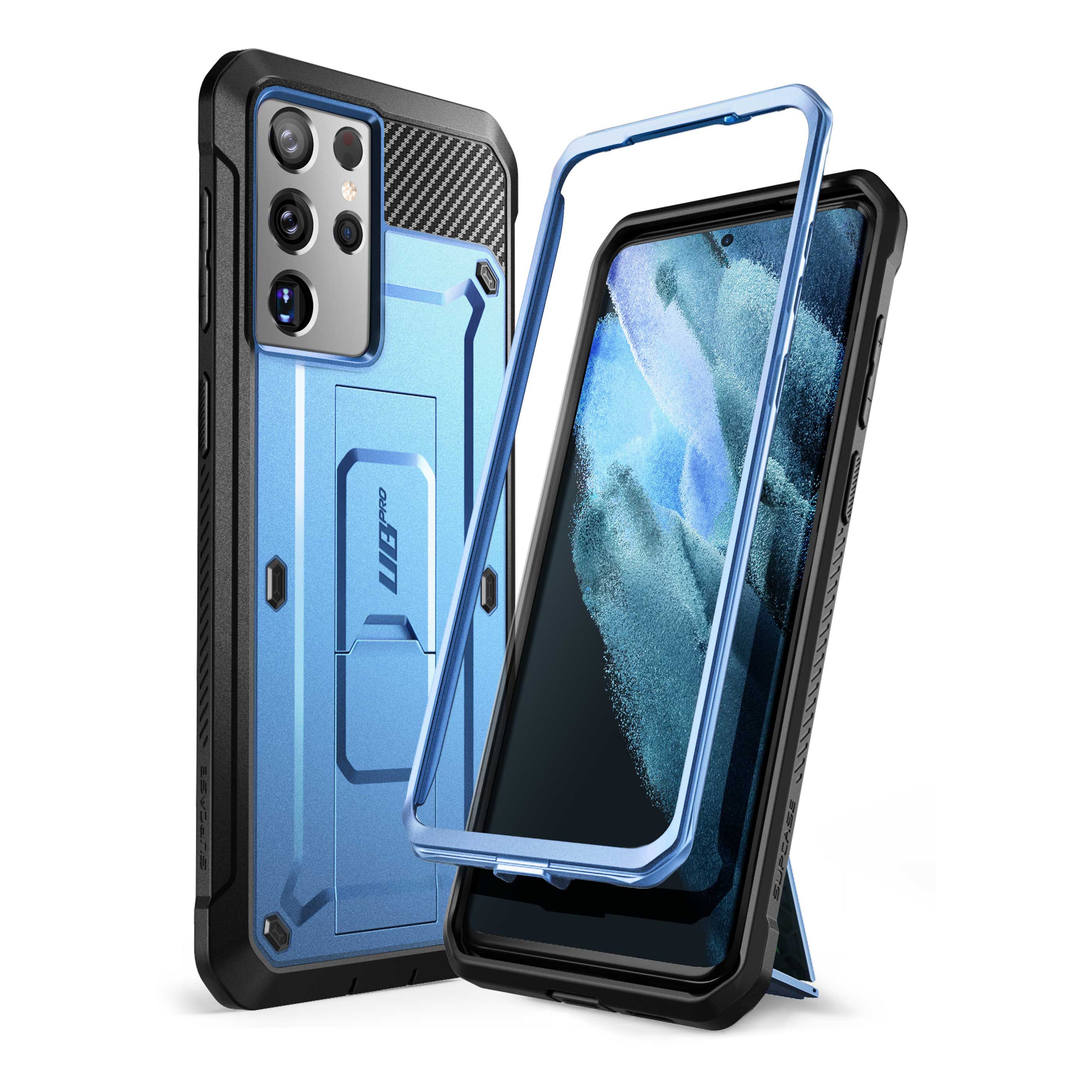 Samsung Galaxy S21 Ultra Unicorn Beetle Pro Rugged Case - Heavy Duty Protection with Metallic Blue Finish | Perfect for Outdoor, Construction & Extreme Sports