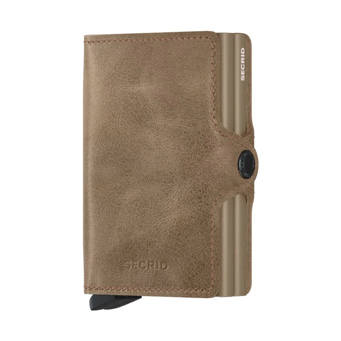 Secrid Twin Wallet Vintage Taupe - RFID Blocking Leather Bifold Wallet for Men & Women | Slim Minimalist Design for Travel, Business & Everyday Use