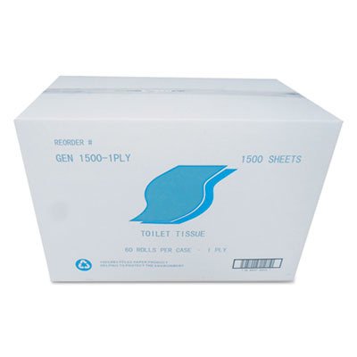 GEN15001PLY - GEN-PAK Small Roll Bathroom Tissue, 1-Ply, 1500 Sheets per Roll, 1.64 Inch Core - Perfect for Home, Office & Commercial Use in Restrooms, RVs & Camping