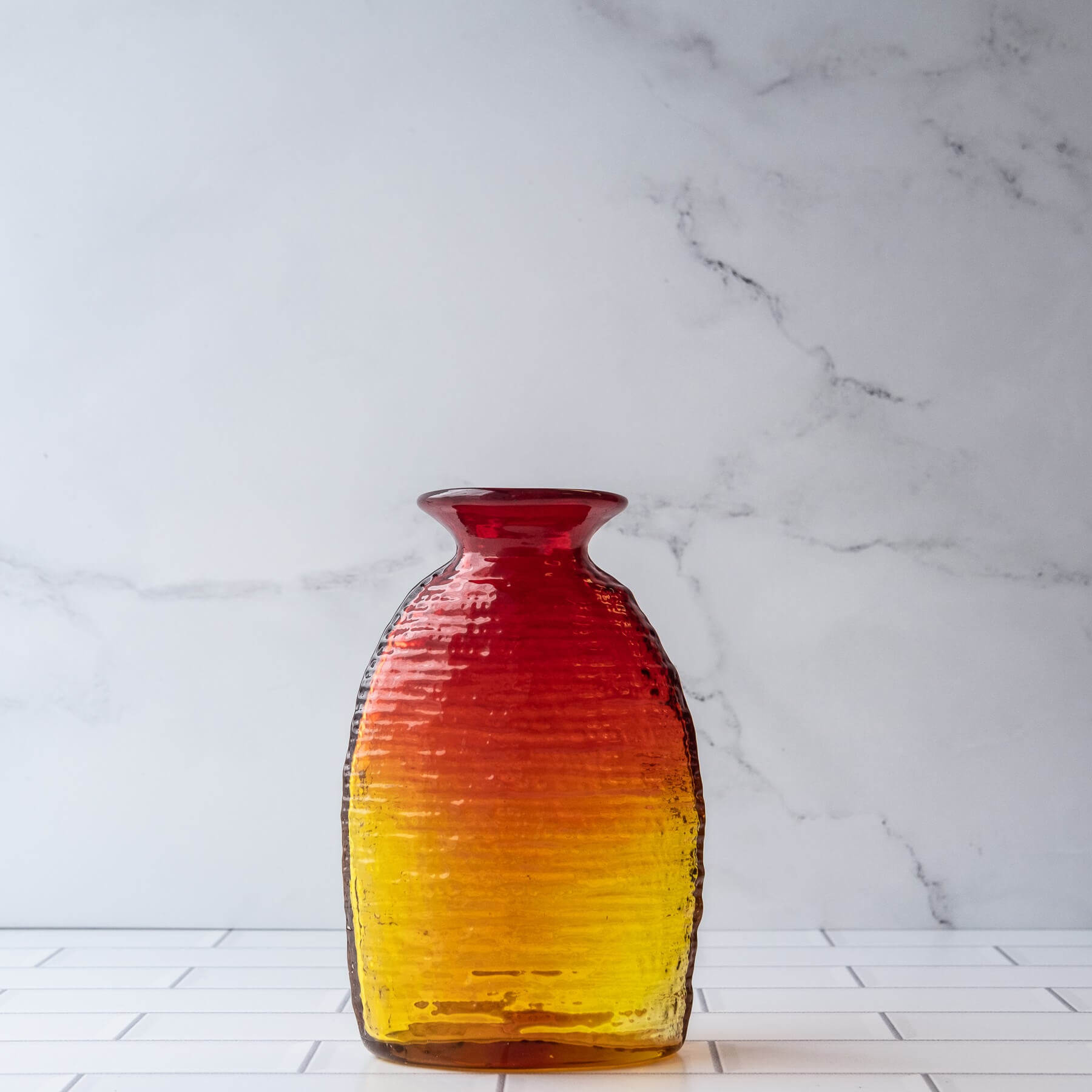 2135L Large Strata Vase in Tangerine - Modern Ceramic Home Decor for Living Room, Dining Table, and Wedding Centerpieces