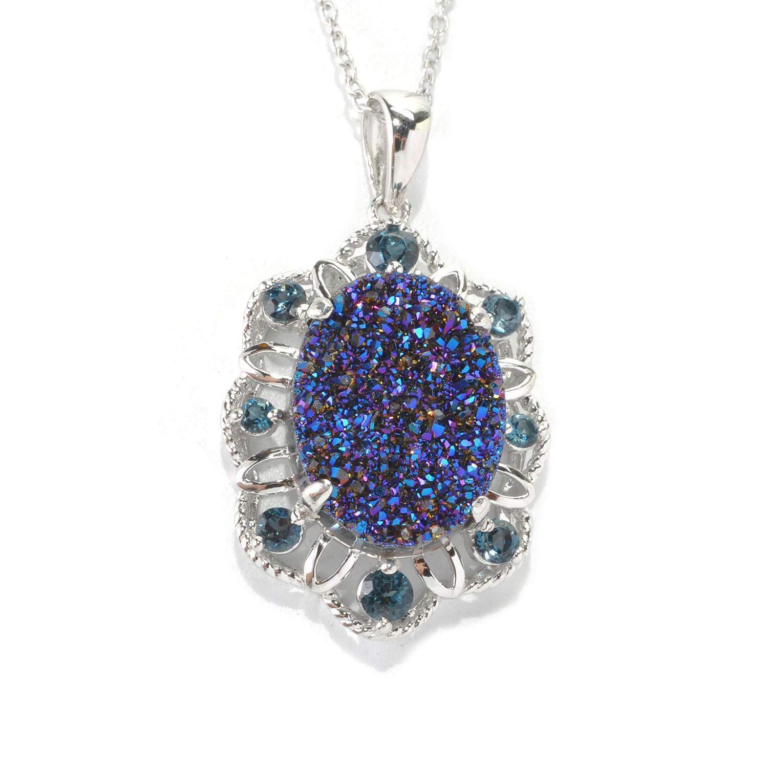 14K Sterling Silver Drusy Red Garnet Pendant Necklace for Women | Elegant Jewelry Gift for Birthday, Anniversary & Valentine's Day | Perfect for Evening Parties, Date Nights & Special Occasions