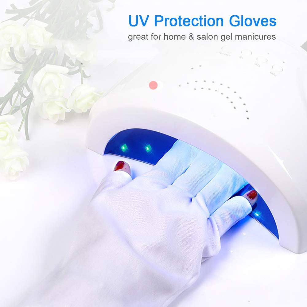 EXCLUZO Fingerless UV Gloves - 1 Pair Protective Gloves for UV Nail Polish Curing with LED Lamp, Manicure & Gel Nail Tools | Perfect for Salon & Home Nail Care