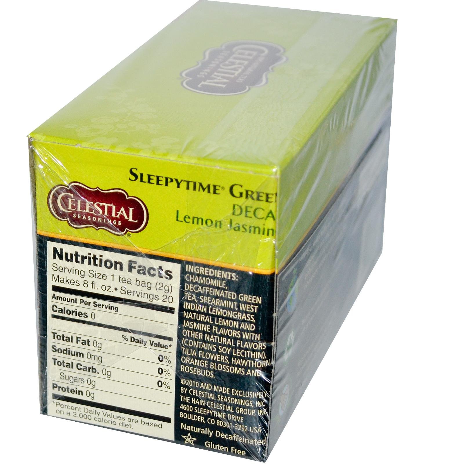 Celestial Seasonings Sleepytime Green Tea with Lemon & Jasmine - 20 Tea Bags for Relaxation & Better Sleep | Herbal Tea for Stress Relief & Nighttime Routine