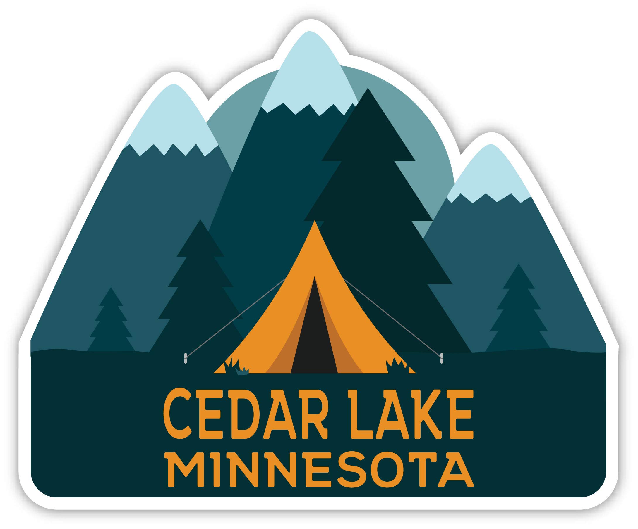 4-Inch Cedar Lake Minnesota Souvenir Fridge Magnet - Camping Tent Design for Travel Memories & Cabin Decor